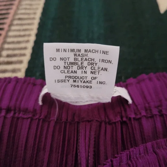 Issey Miyake Pleats Please Purple Pants Size 3 Classic Straight Wide Leg Artsy - Picture 4 of 9